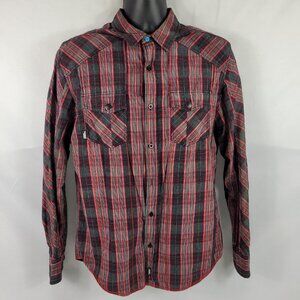 No Fear Vintage Button-Up Long Sleeve Plaid Shirt Men's size Medium